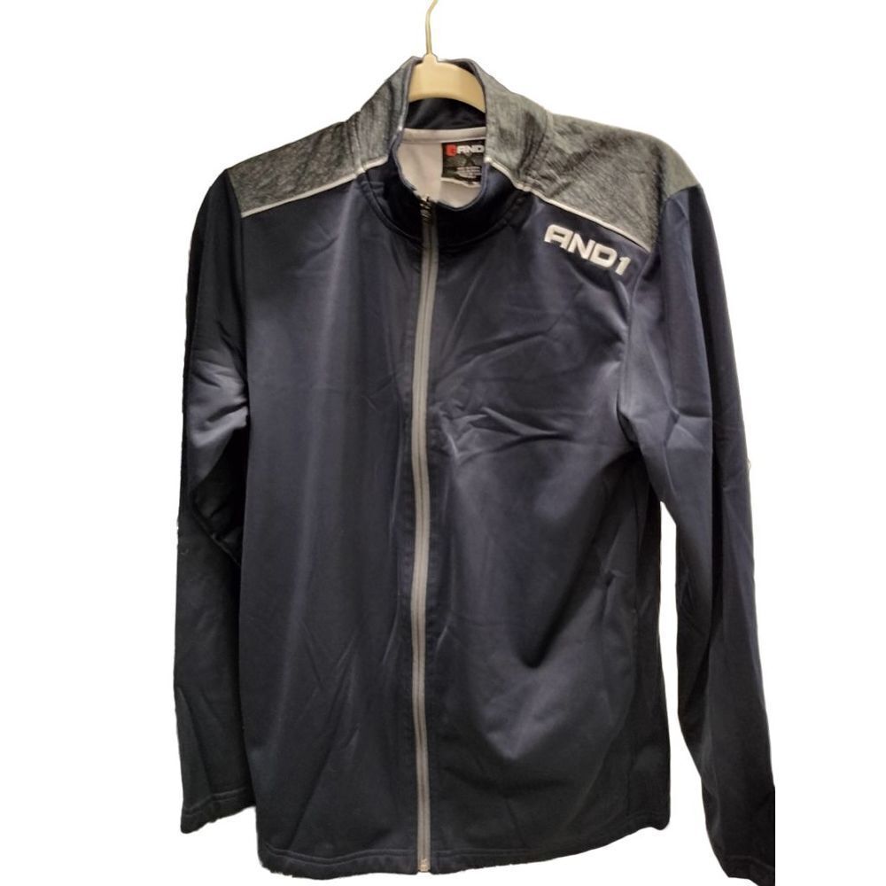 And1 Men's Windbreaker Jacket Navy Blue Lightweight Athletic Athleisure Hip Hop